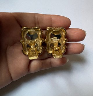 Pendientes CRAFT vintage clip dorado morado