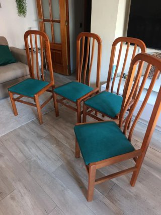 Juego 4 Sillas Madera Tapizado Verde