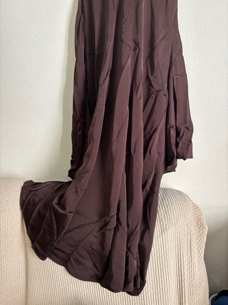Vestido Zara volantes asimétrico marrón