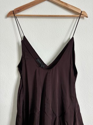 Vestido Zara volantes asimétrico marrón