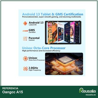 Oangcc A15 128GB Azul Tablet Android 13 RAM 10"