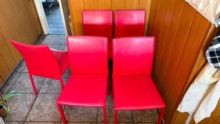Juego de 4 Sillas Rojas Piel Sintética