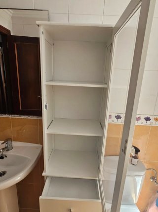 Armario Alto Baño Madera y Cristal 40x27x171,5 cm