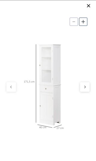 Armario Alto Baño Madera y Cristal 40x27x171,5 cm