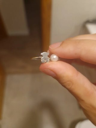 Anillo Tous Plata Oso y Perla  Ajustable