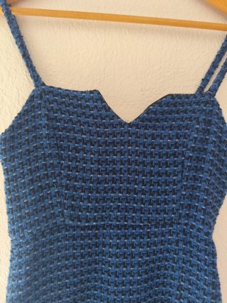 Vestido corto azul tweed