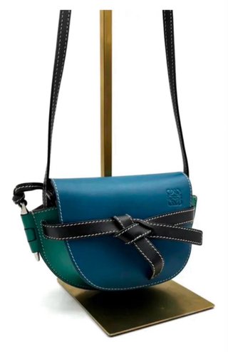 Bolso Loewe Gate Cuero Azul/Verde