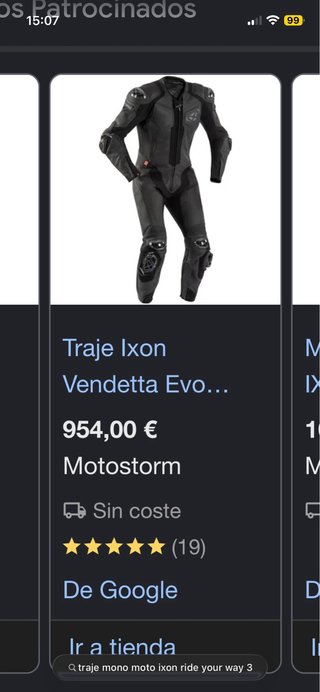 Traje de moto IXON 3XL negro nuevo