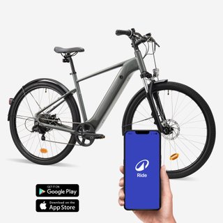 Bicicleta Trekking Eléctrica Cuadro Alto E-Actv 100 Gris