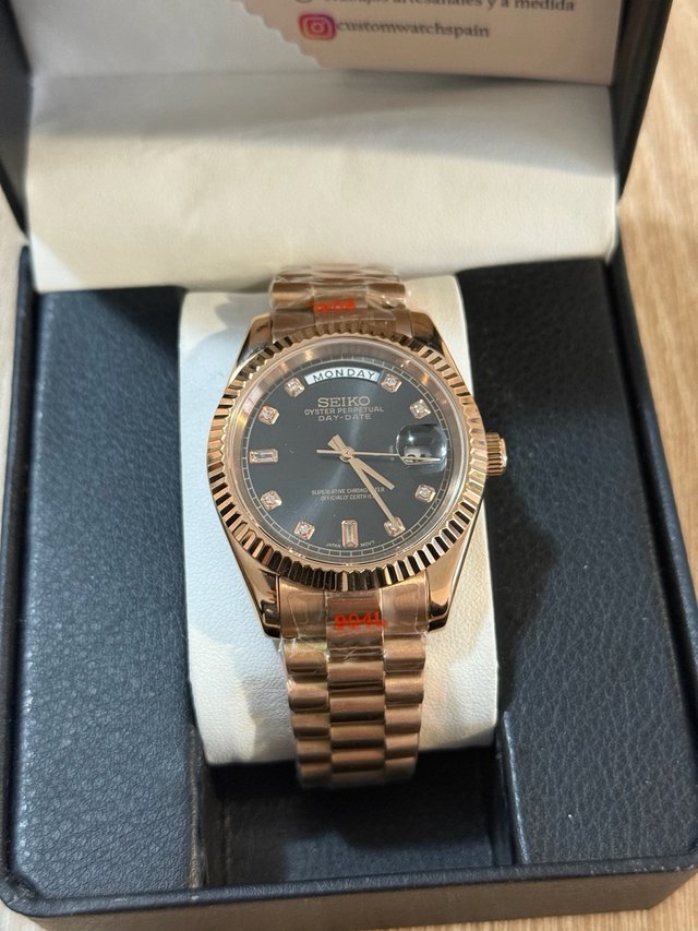 Reloj Day-Date Negro Circonite Rose Gold 40mm