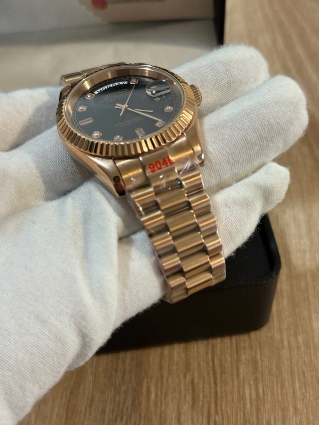 Reloj Day-Date Negro Circonite Rose Gold 40mm