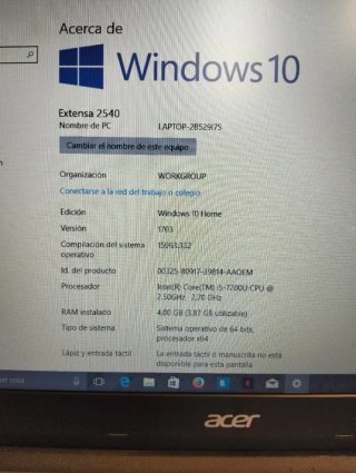 Portátil Acer EXTENSA 15 2540-50EN