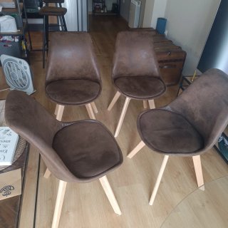 4 Sillas Maisons du Monde Marrón Microgamuza