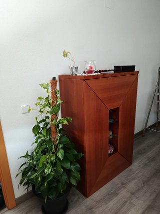 Mueble de salón color cerezo.