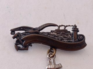 Crachá náutico com âncora pendente WW1 da marinha