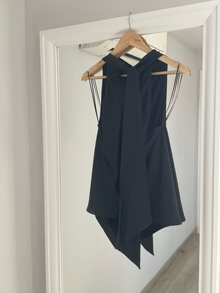 Top Massimo Dutti Halter Negro Talla XS