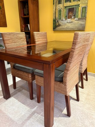 Mesa Comedor Madera y Cristal Banak