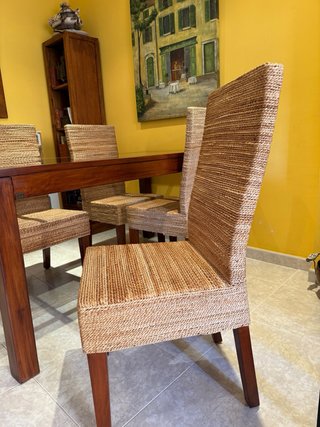 Mesa Comedor Madera y Cristal Banak