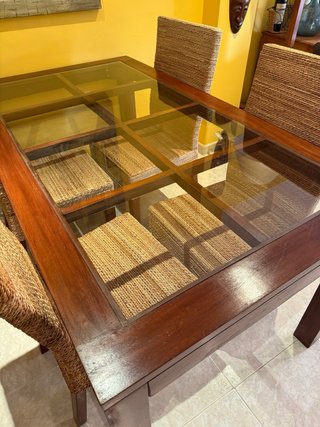 Mesa Comedor Madera y Cristal Banak