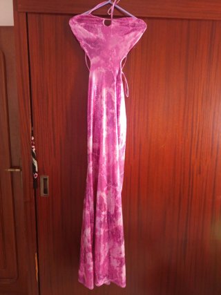 Vestido largo fiesta rosa tie-dye