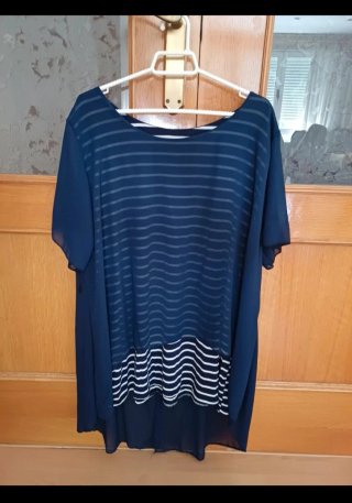 Blusa Talla Grande Azul y Blanca