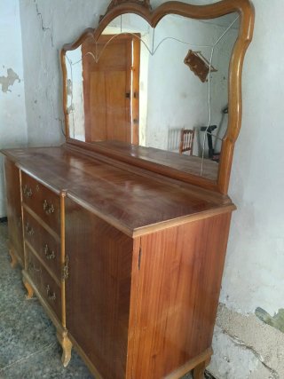 Mueble tocador madera con espejo