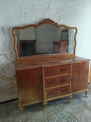 Mueble tocador madera con espejo