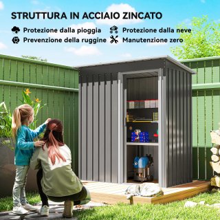 Casetta da Giardino 1.16m² Acciaio Zincato 163x89x