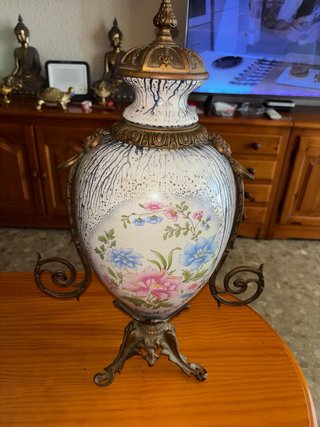 Jarrón Antiguo Porcelana Francesa Bronce 60cm