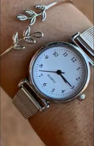 Reloj de Pulsera Plateado y pulsera