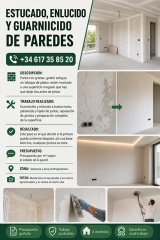 Estucado, enlucido y guarnecido de paredes