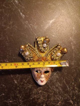 Maschera Veneziana Carnevale Oro Perle Campane
