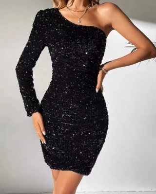 Vestido Negro Brillante Fiesta
