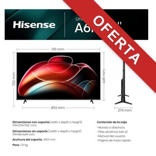 - Hisense 65A6K Smart TV 65 pulgadas 4K UHD
