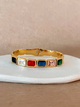 Pulsera Dorada con Piedras Multicolor