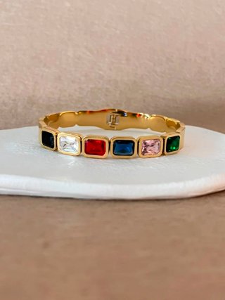 Pulsera Dorada con Piedras Multicolor