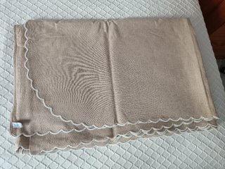 Colcha de lino con bordado de rosas,ondas bordadas