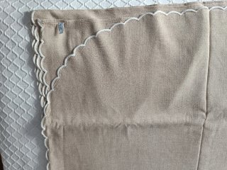 Colcha de lino con bordado de rosas,ondas bordadas