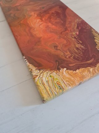 Quadro Abstrato Pintado à Mão Tons Cobre e Dourado