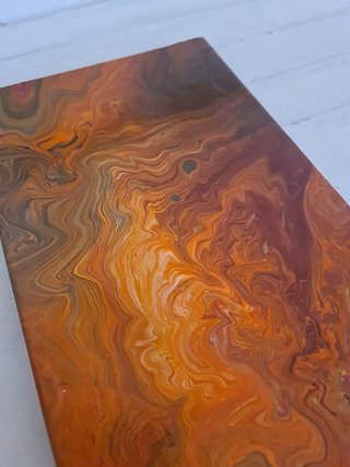 Quadro Abstrato Pintado à Mão Tons Cobre e Dourado