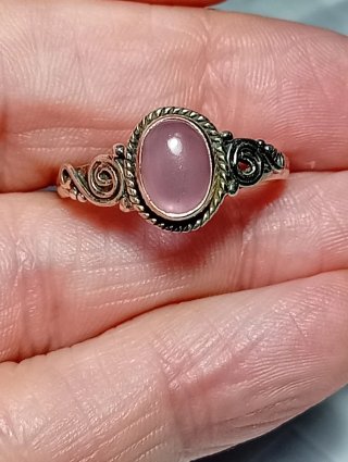 Anillo Plata Ley cuarzo rosa