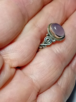 Anillo Plata Ley cuarzo rosa