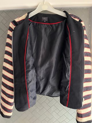Chaqueta M&S rayas beige y azul T.S