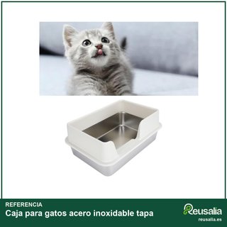 Caja para gatos acero inoxidable tapa
