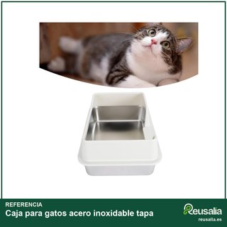 Caja para gatos acero inoxidable tapa