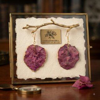 Pendientes Flor Natural Rosa Dorados