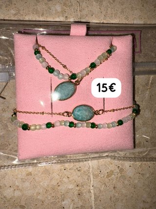 Conjunto collar y pulsera con piedras