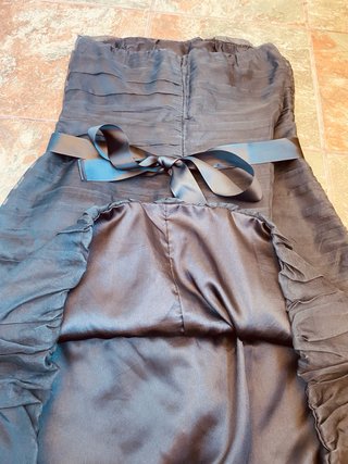 Vestido fiesta Zara negro volantes talla L