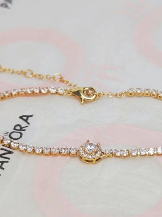 Pulsera Pandora Dorada tennis Ale s925 plata