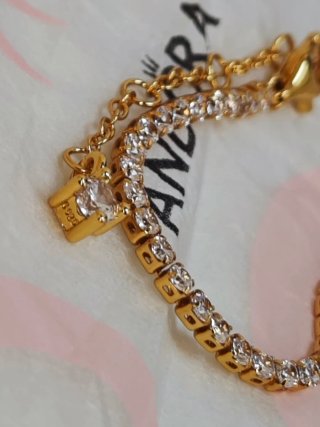 Pulsera Pandora Dorada tennis Ale s925 plata